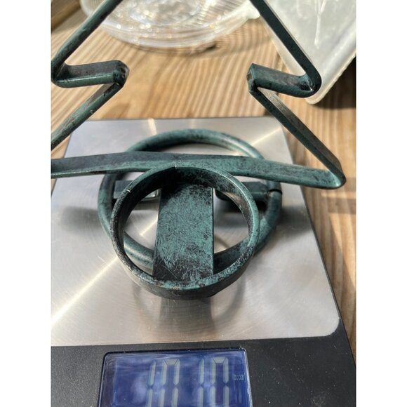 Christmas Tree Tea Light Holder Rustic Wrought Iron Green Blue Candle Stand - Picture 11 of 11